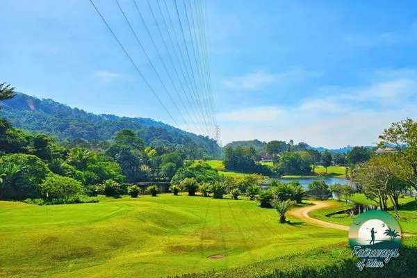 Wide fairways and valley view at Phuket Country Club with lakes and mountain scenery
